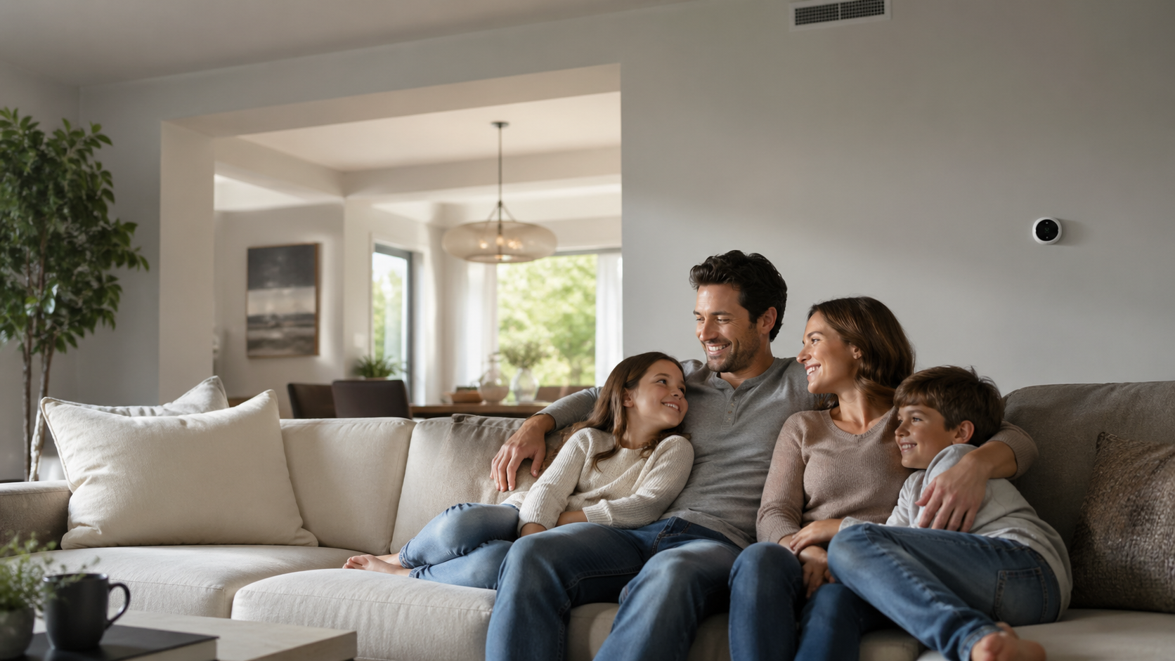 Family enjoying comfortable home
